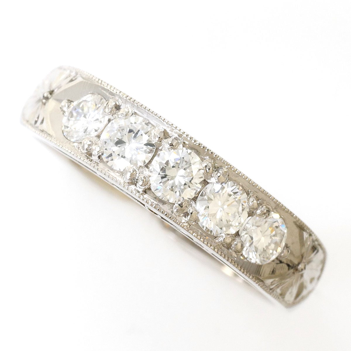 PT900 プラチナ リング・指輪 12号 ダイヤモンド 0.53ct カード鑑別書 総重量約5.5g ジュエリー 中古
