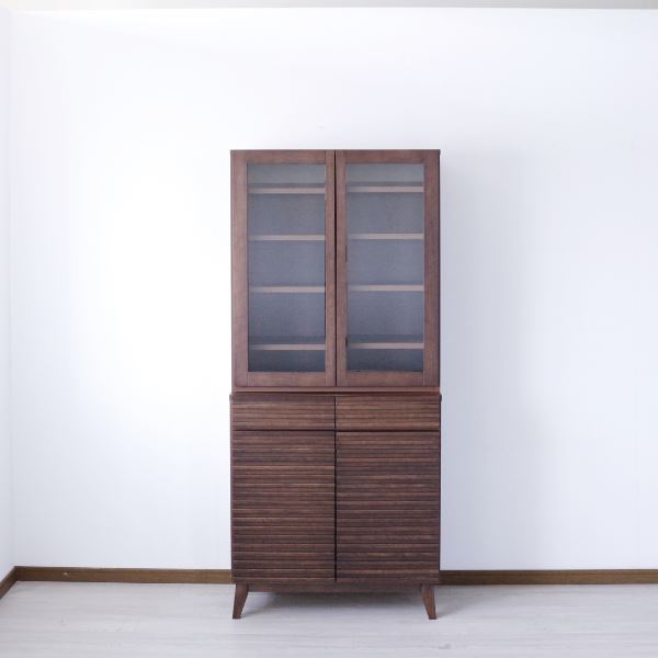 カップボード 食器棚 約幅80x奥行42.5x高さ18cm ブラウン 全段フルオープンレール ダイニング キッチン インテリア家具 62,253円