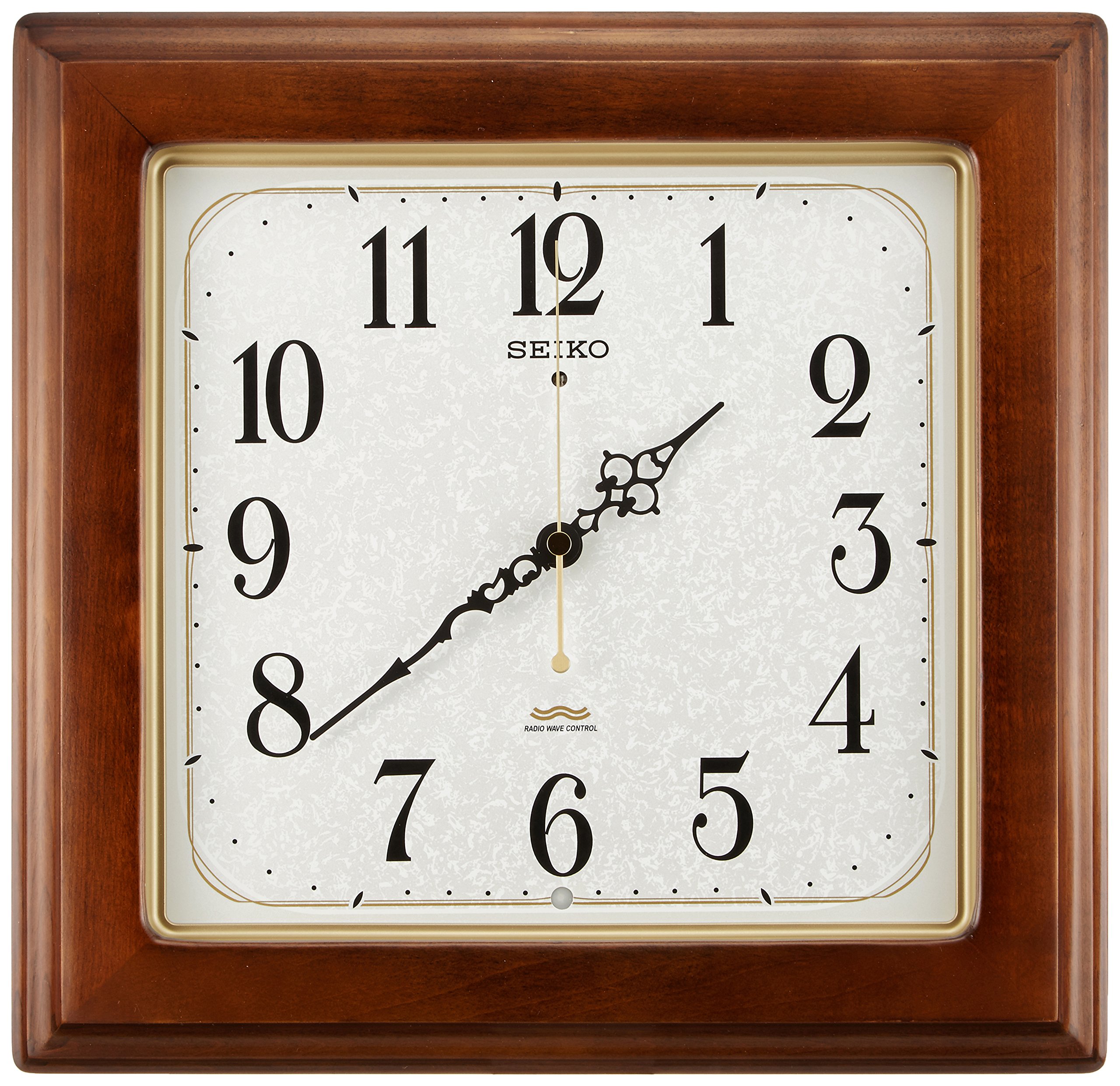セイコークロック(Seiko Clock) 掛け時計 電波 アナログ 四角型 木枠 茶 木地 KS298B