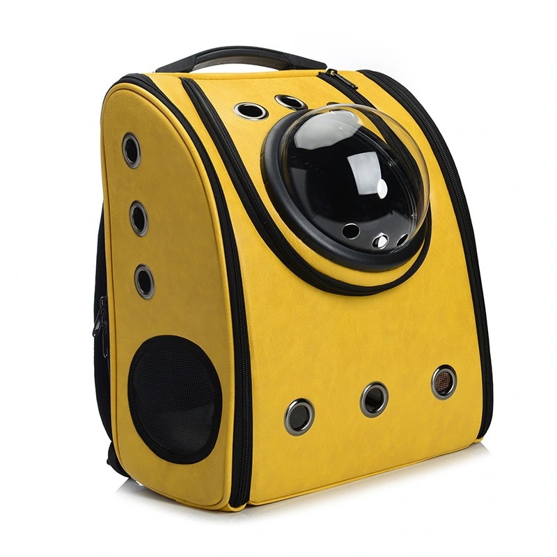ペットキャリー リュック 猫用 犬用 小型犬 避難 おしゃれ ドーム バッグ リュックサック レザー調 合成皮革 宇宙船 ドッグ キャット 通院 防災