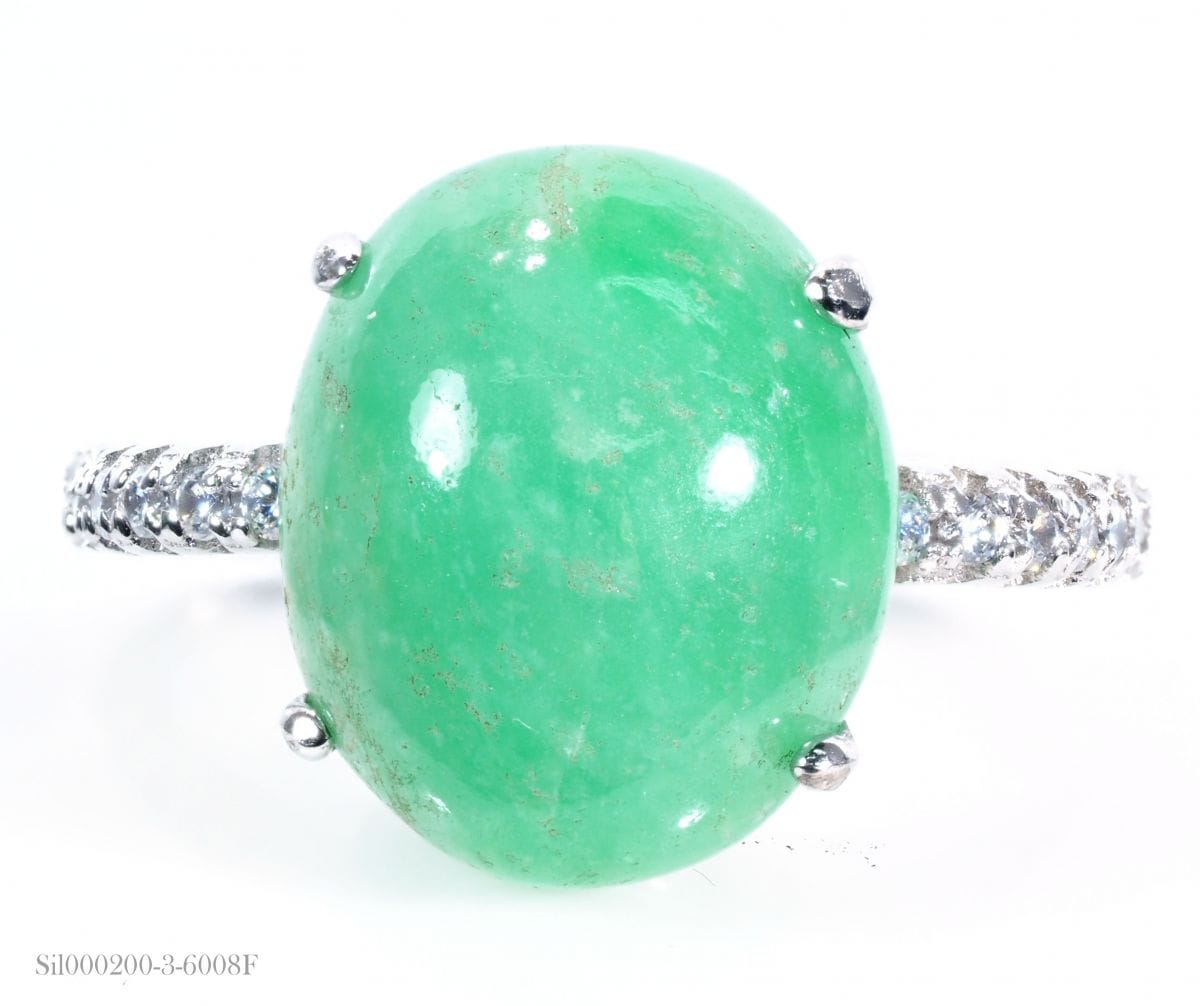 鑑別書付 天然石 ヒスイ czダイヤモンド リング 指輪翡翠 ジェダイト プレゼント 最高