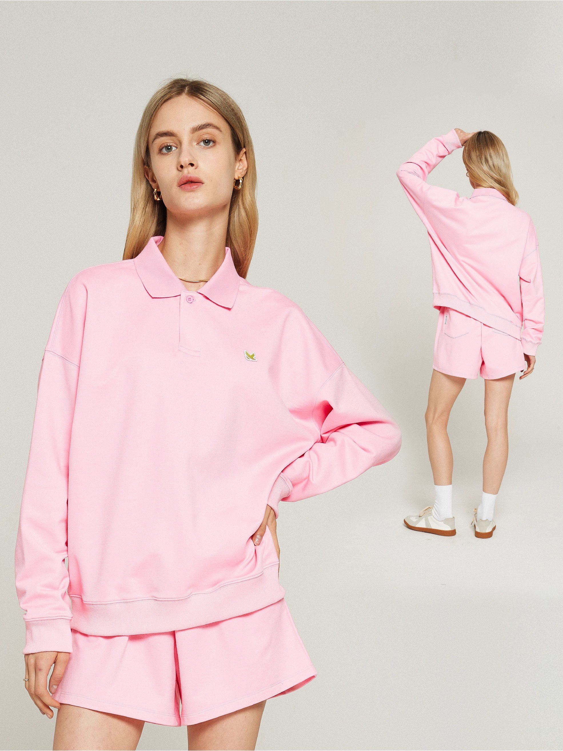 ゴルフウェア レディース スポーツウェア トップス パーカー 長袖 POLO ポロシャツ ハーフパンツ 上下セット カジュアル ゆったり ピンク 女性 テニスウェア 通気性 秋冬 韓国風 おしゃれ