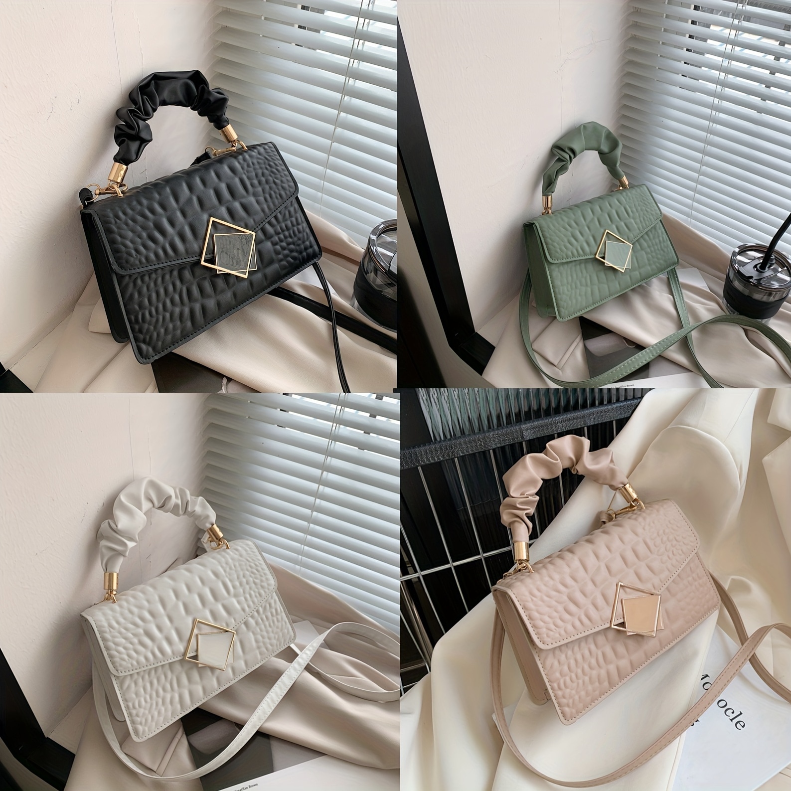 トレンディなワニ柄のショルダーバッグ女性用のトップラッシュハンドルスクエアウォレットソリッドカラーテクスチャーバッグ