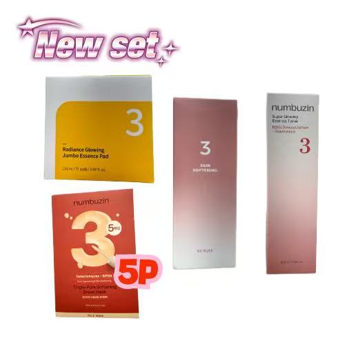 3番 毛穴クリア ツヤ肌セット （ツヤたっぷりトナー＋すべすべセラム＋クリアツヤパッド＋すべすべマスク5枚）/ 韓国コスメ/おすすめ/ニキビ/大容量/スプレー