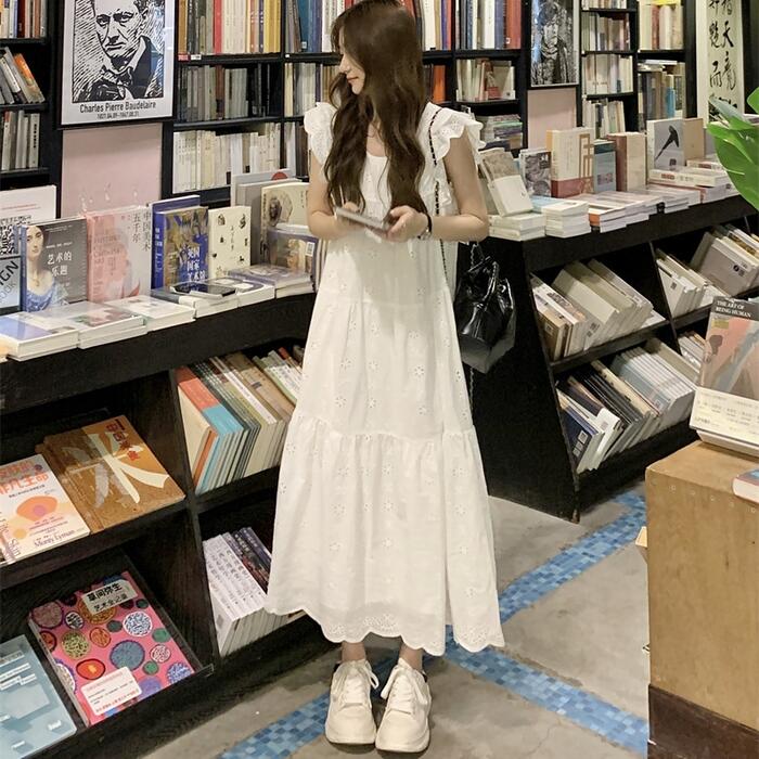 女の子ワン ワンピ ドレス レース レディース エレ きれいめ カジュアル 半袖 フ ノースリーブ 大人 可愛い フェミニン Aライン ロング丈 ナチュ ゆったり リラックス 体型カバー2025新品