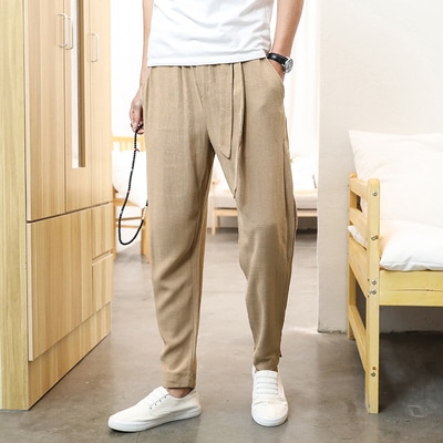 ハーレムパンツ パンツ ボトムス シンプル カジュアル ブラック 黒 ホワイト 白 グレー 灰色 ブラウン 茶色 ネイビー 紺 ロング丈 ワイド ウエスト紐 綿 コットン 麻 リネン かっこいい