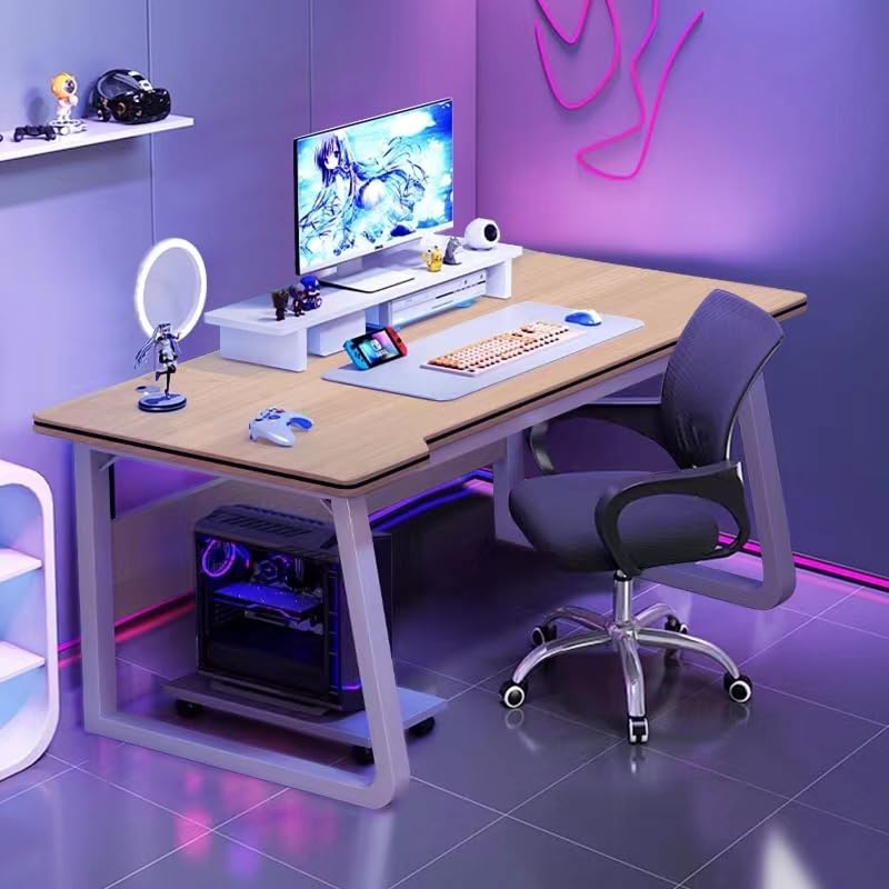 パソコンデスク 組み立て簡単 勉強机 化粧台 学習机 在宅勤務 リモートワーク用 仕事用 pc作業 調理机 ゲーミングデスク オフィスデスク(木の色,80*50cm) 34795