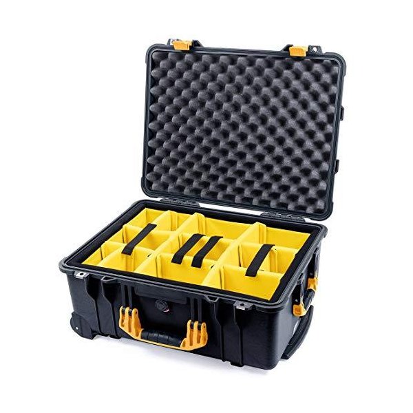 Black & Yellow Pelican 1560 case with Yellow Padded dividers. 並行輸入品