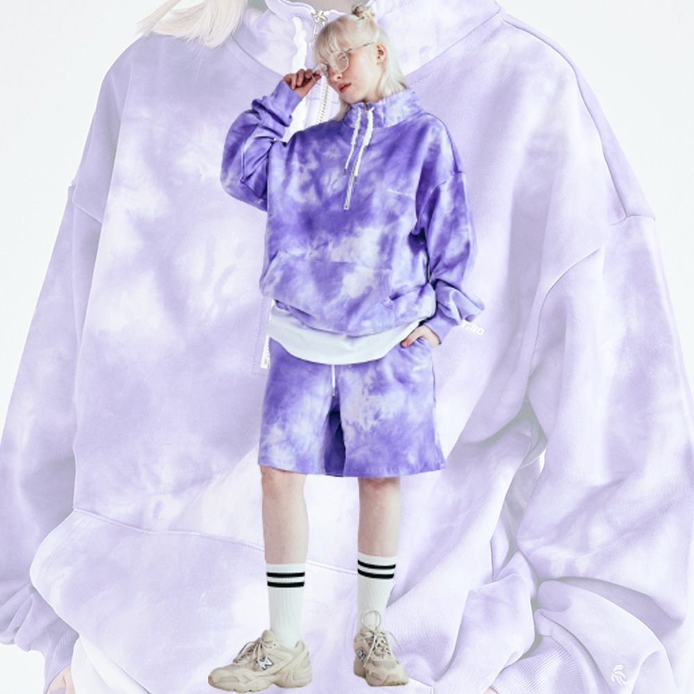 [UNISEX] [男女兼用] COTTON100% WATER PRINT HALF PANTS OVERFIT 綿100%素材 捺染 半ズボン ハーフパンツ オーバーサイズ