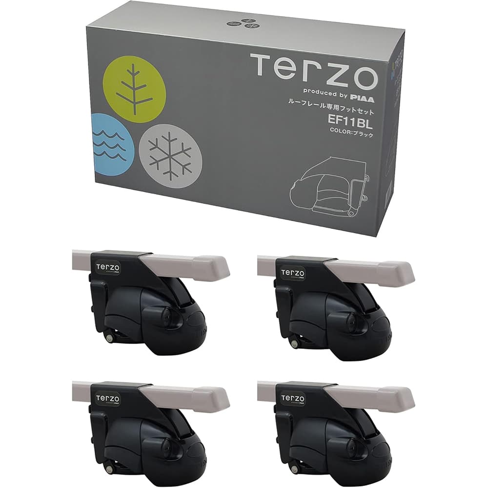 PIAA Terzo ルーフレール専用フットセット 4個入 ブラック EF11BL ルーフレールタイプ