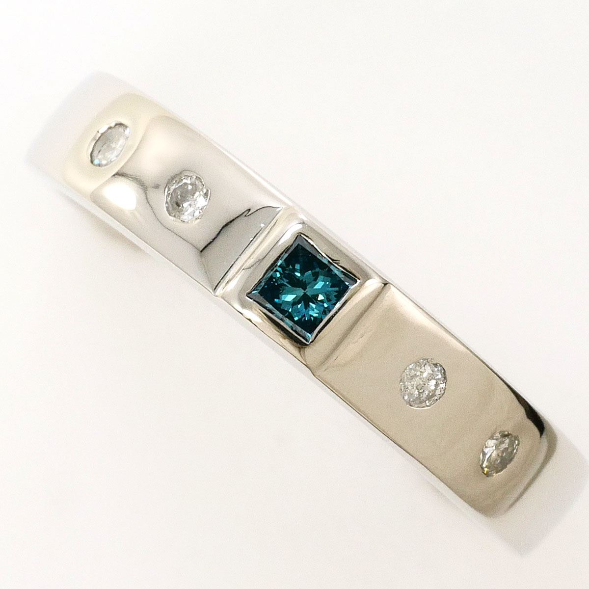 PT900 プラチナ リング・指輪 12号 ブルーダイヤ ダイヤモンド 総重量約4.4g 中古