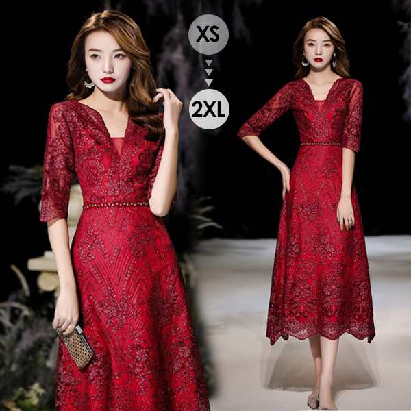 【 2025】ドレス 大人 ピアノ 発表会 ミモレ丈ドレス 演奏会 結婚式 母親 パーティードレス ミモレ丈 ワンピース フォーマルドレス イブニングドレス Aライン 30代 40代 50代 大きめ