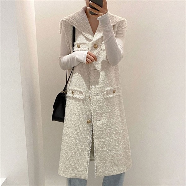 ツイードベスト秋40ミディアムワンピースベストツイード