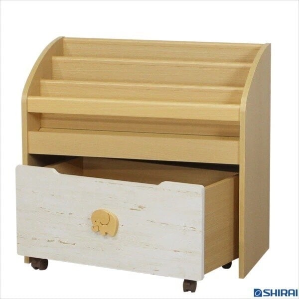 絵本棚 絵本ラック 本棚 おもちゃ収納 ラック ブックラック かわいい 大容量 おもちゃが収まるボックス付き