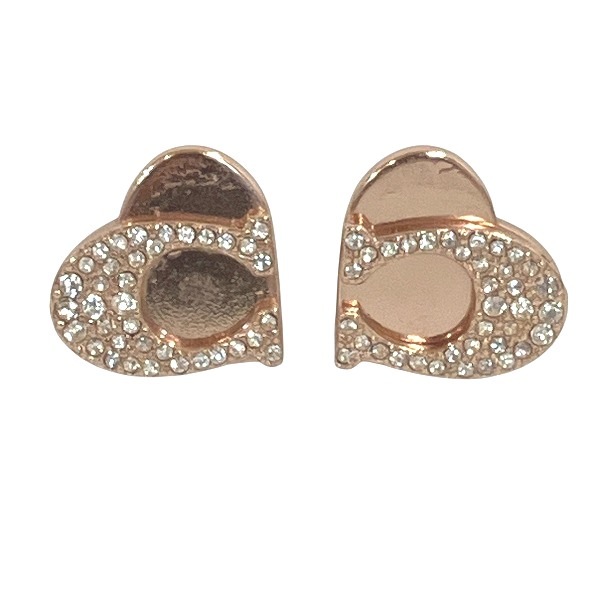 コーチ ハート Cロゴピアス ラインストーン ブランド小物 ピアス レディース 【中古】