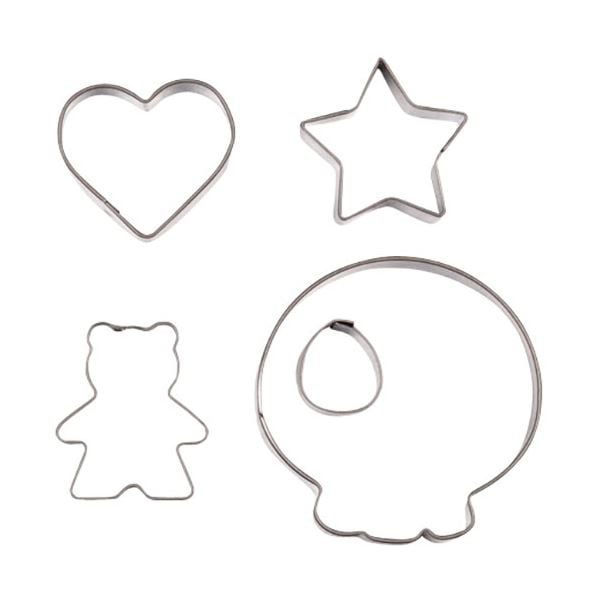 [5セット] パール金属 ラフィネ ステンレス製クッキー抜き型4個セット ハート/スター/ベアー/スカル D-6154X5