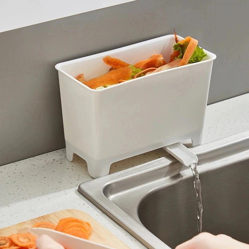 10個セットで割引 メガ割 3日で出荷カウンターゴミ箱ミニ家庭用キッチン用キッチン収納箱池水切りかご乾湿分離濾過神器 k24043