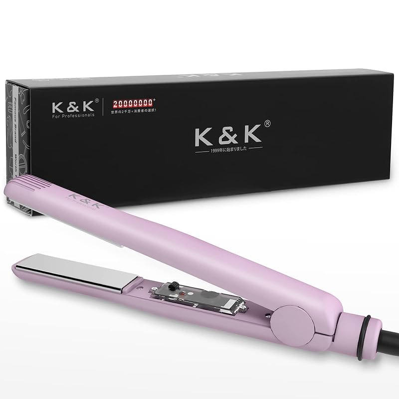 K&K ヘアアイロン 高度なPTCヒーター チタニウムプレート 24mm ストレートアイアン MAX 230C