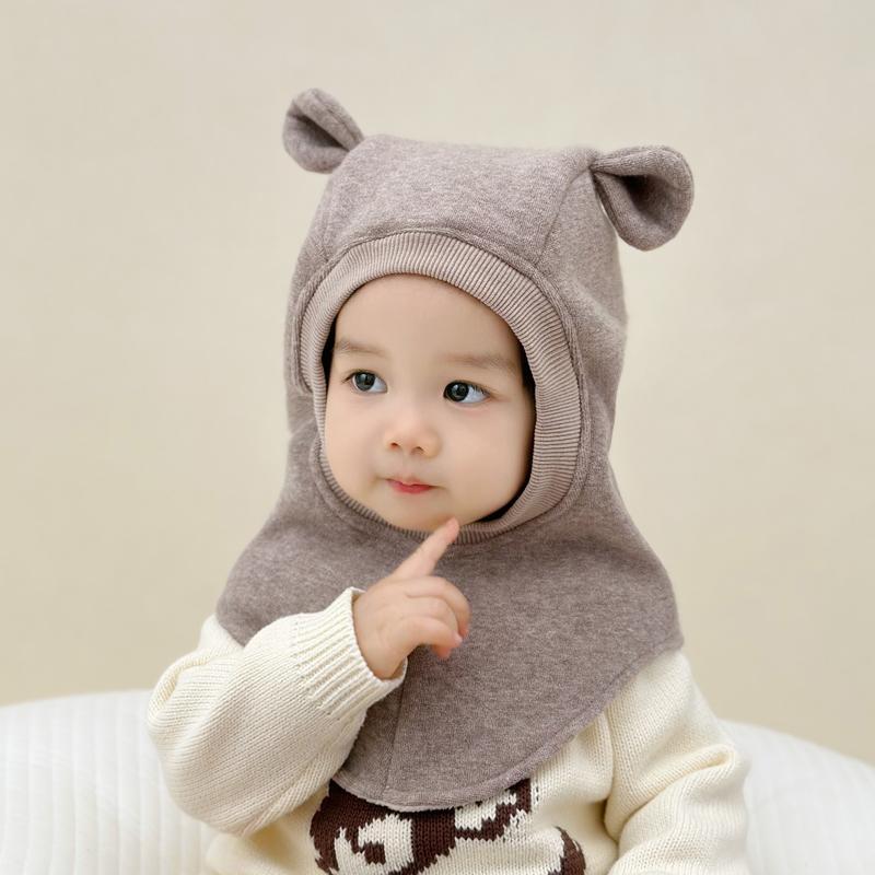 キッズ ベビー 耳帽子 かわいい 冬 子供 帽子 スカーフ ショール 男の子 女の子 オールインワン 帽子 起毛 暖かい ワンピース 約154歳赤ちゃんの頭囲4751CM範囲