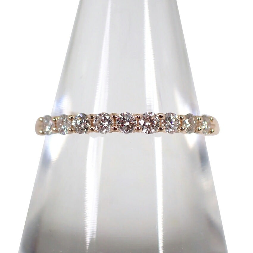 【新品】K18PG ダイヤモンド ハーフエタニティ リング 11号[f3-4]