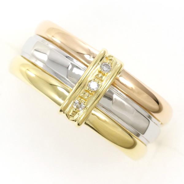 PT850 プラチナ K18YGPG リング 指輪 10.5号 ダイヤ 0.02 ジュエリー 中古