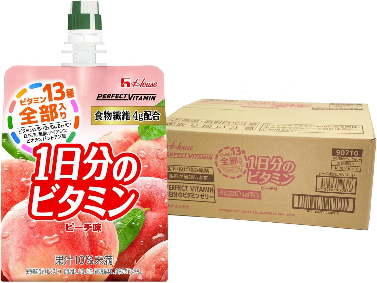 Perfect Vitamin 1日分のビタミンゼリー 食物繊維 ピーチ味 180g ×24袋 ハウスウェルネスフーズ 5,706円
