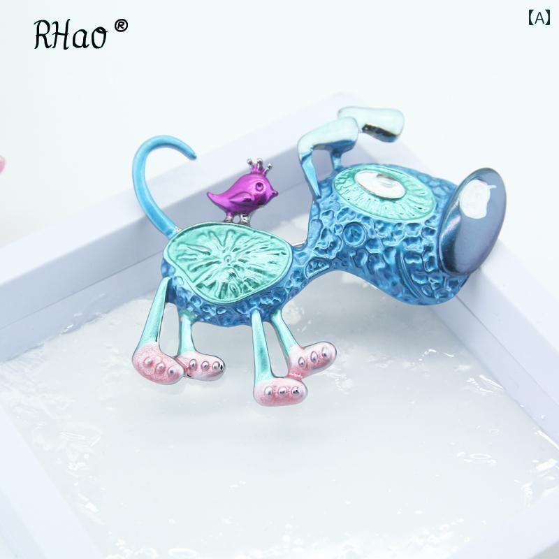 ブローチ かわいい 4 色 エナメル 子犬 韓国 メンズ レディース 衣類 アクセサリー ピン