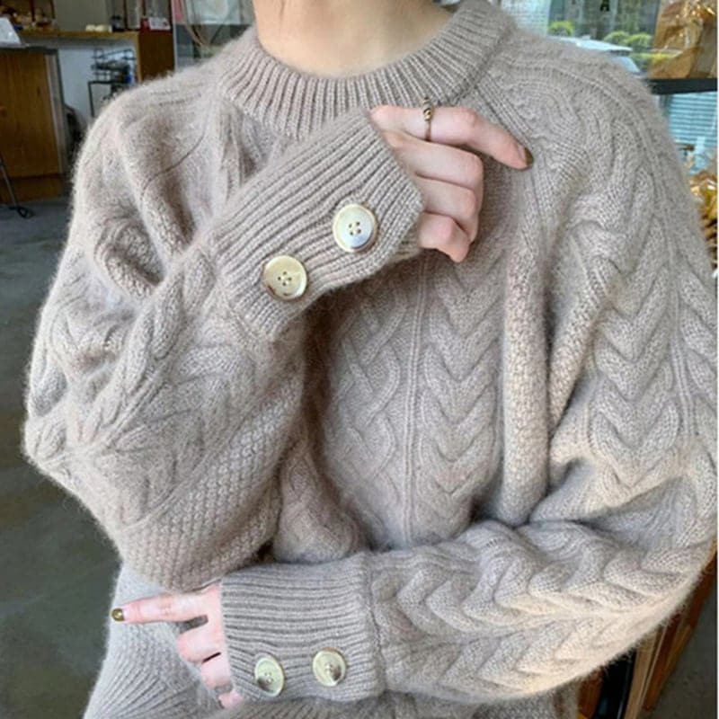 ニットセーター ベーシックニット トップス 人気なリブニット 厚手百掛け 丸ネック トップス 新作 レディース ツイストニット日韓ファッション あったか！カシミヤタッチ シンプル 快適暖かい 長袖 冬