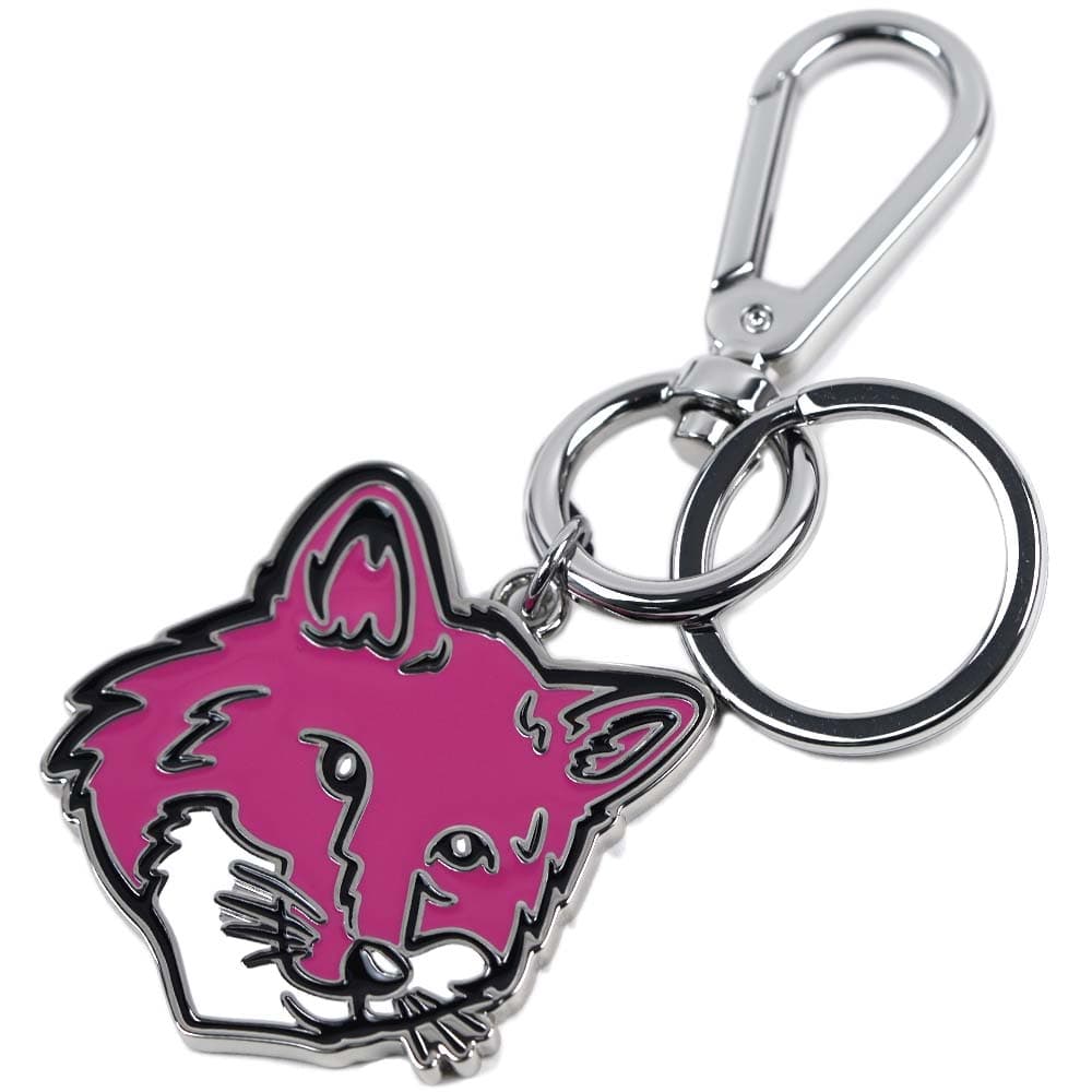 メゾンキツネ キーリング キーホルダー キーチャーム ユニセックス キツネ ピンク系 FOX HEAD METAL KEYRING METAL FUCHSIA MAISON KITSUNE LW069