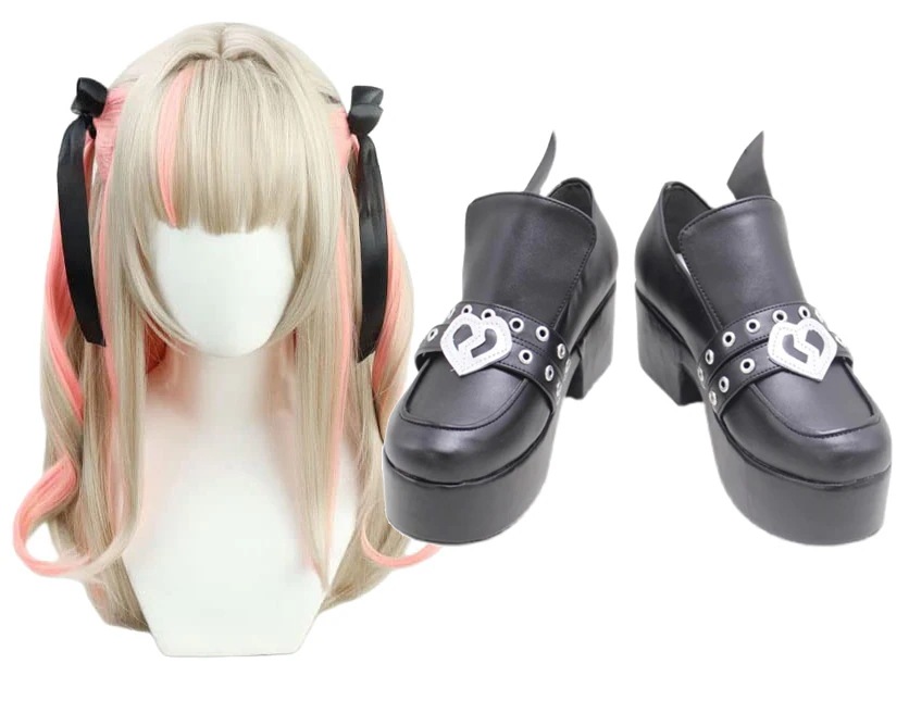 コスプレ靴 魔界ノりりむ Makaino Ririmu ウィッグ付き バーチャル YouTuber Vtuber 長靴 コスプレ クリスマス ハロウィン