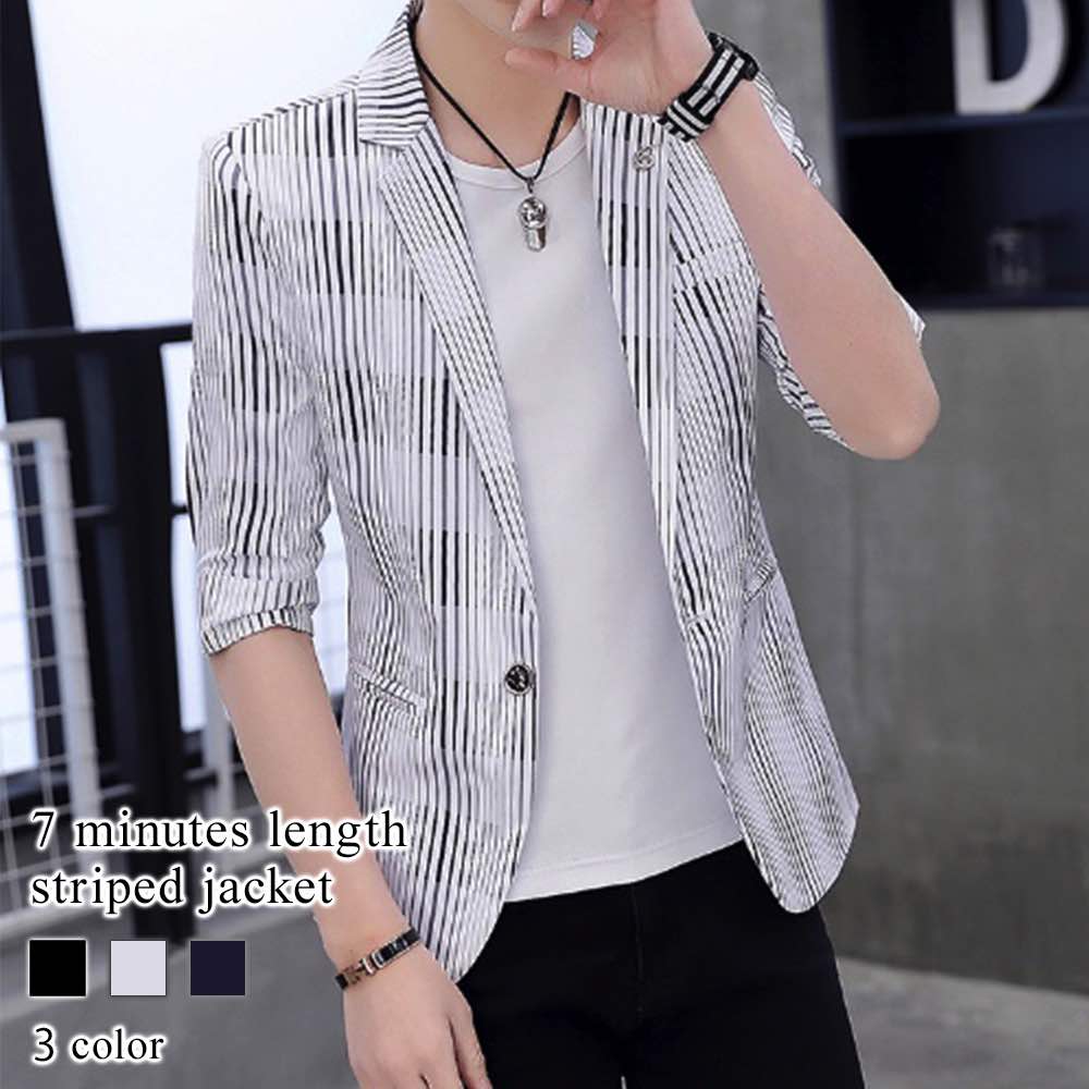 テーラードジャケット メンズ 7分丈ストライプジャケット ステンカラー 白 40代 厚手 テーラード 春 ジャケット スーツ チェック 秋 カジュアル コーデュロイ 冬 中綿 大きい Tシャツ ブレザ