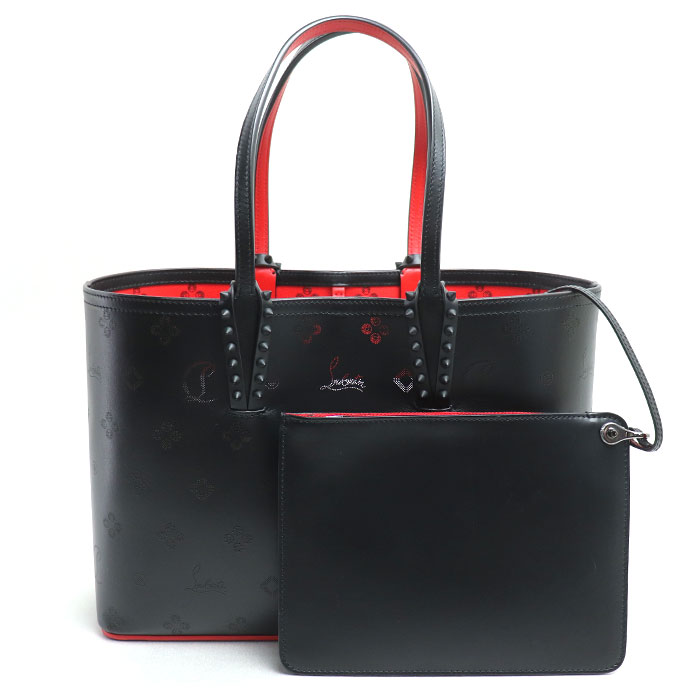 Christian Louboutin クリスチャンルブタン カバタ トートバッグ ブラック レッド 3225006 レディース 中古