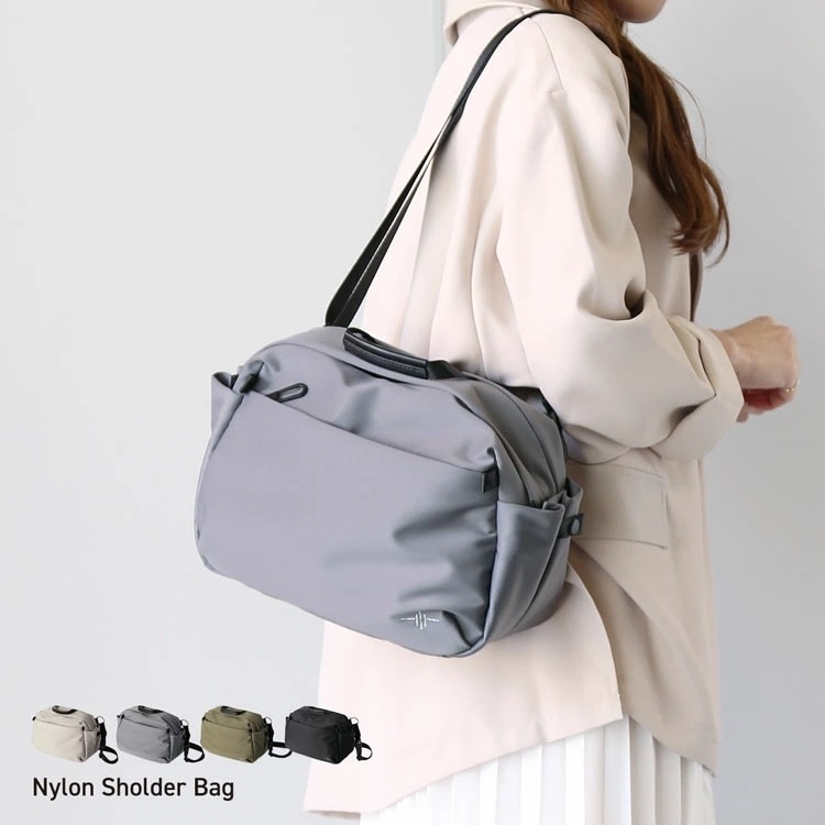 ショルダーバッグ ストレッチ ナイロン 軽量 2WAY レディース 大人 女性 カジュアル ショルダー バッグ ストレッチナイロン 斜め掛け アイボリー ベージュ グレー カーキ ブラック 黒 ママバ