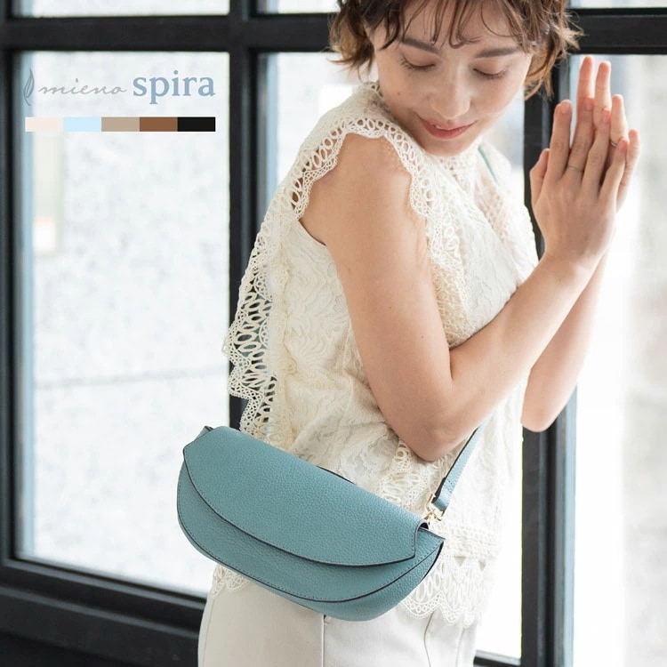 ミニバッグ 本革 ショルダーバッグ レディース mieno spira ブランド ミニ バッグ 斜めがけ かわいい 女性 小さめ 軽量 軽い かばん おしゃれ 鞄 ショルダー 牛革 横長 革 レザー