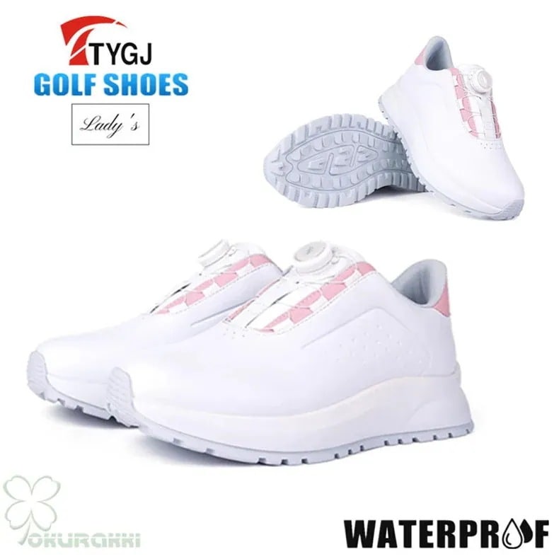 ゴルフ ゴルフシューズ 夏用 快適 通気 ダイヤル式 ソフトスパイク レディース スパイクシューズ スニーカー 靴 女子 防水 人工皮革2506gfshoe25