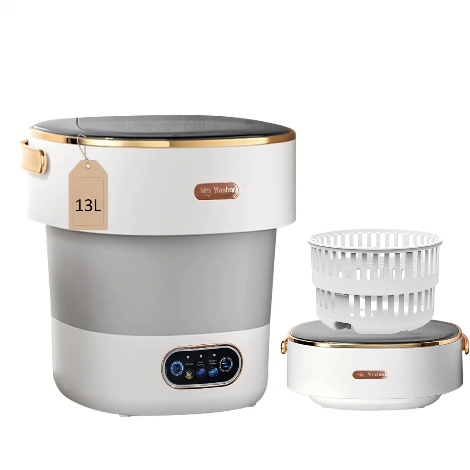 LumenOrbit 新しいアップグレード 小型洗濯機【5/10分洗浄・3分脱水・1年間のメーカー保証】折りたたみ ミニ洗濯機 脱水機能付き 海外対応 予洗い 事前洗い 泥落とし 小型脱水機 下着 靴