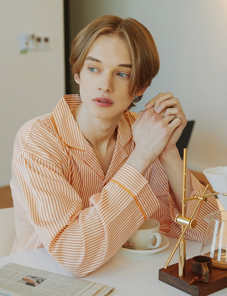 韓国製 長袖ペア (3104) スーパージュニア ウニョク イトゥク VICTON ハンスンウ 着用 ストライプ パジャマ