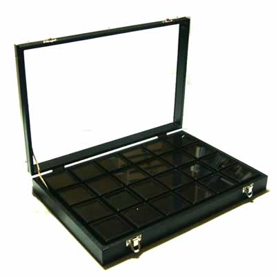 ガラスディスプレイ ジュエリーケース 24個の小型ボックス付き ブラック 黒色 ホワイト 白色 収納 アクセサリー 店舗 ショップ 宝石 飾る 視認性 見える 透明 ギフト gds01xxxxxxxx