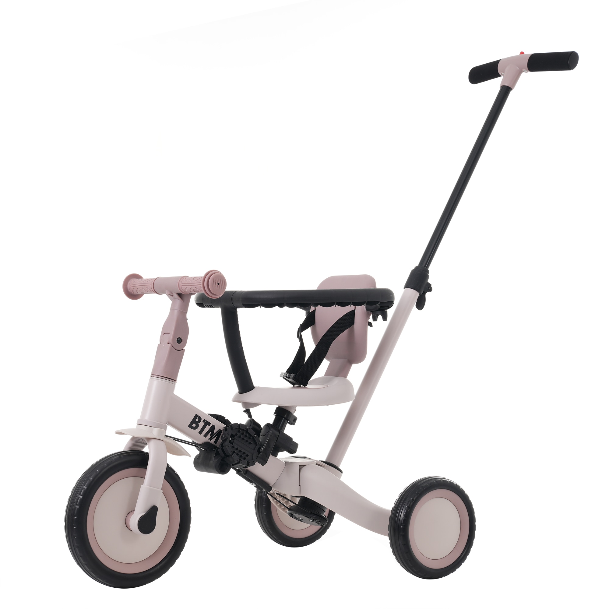 [国内即発送]【MS295471 NEW COLOR:ピンク】子供用三輪車 4in1 自転車 オリジナル 押し棒付き 安全バー付き キックボード