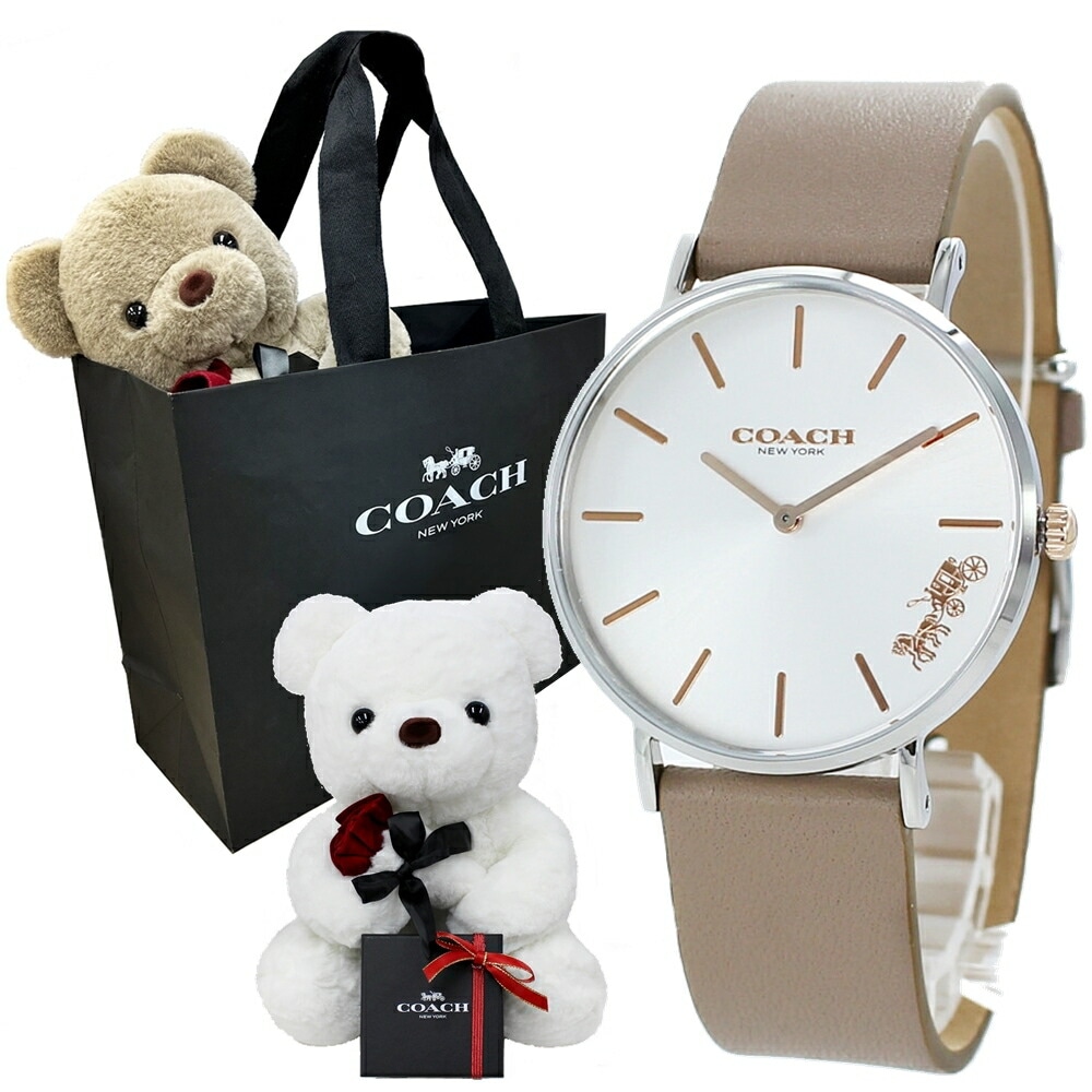 ショッパー付 コーチ 腕時計 手表 くまさんラッピング ギフトセット 女の子 プレゼント 女性 誕生日プレゼント 贈り物 10代 20代 彼女 妻 姪っ子 高校生 ぬいぐるみ インテリア 時計 ポイン