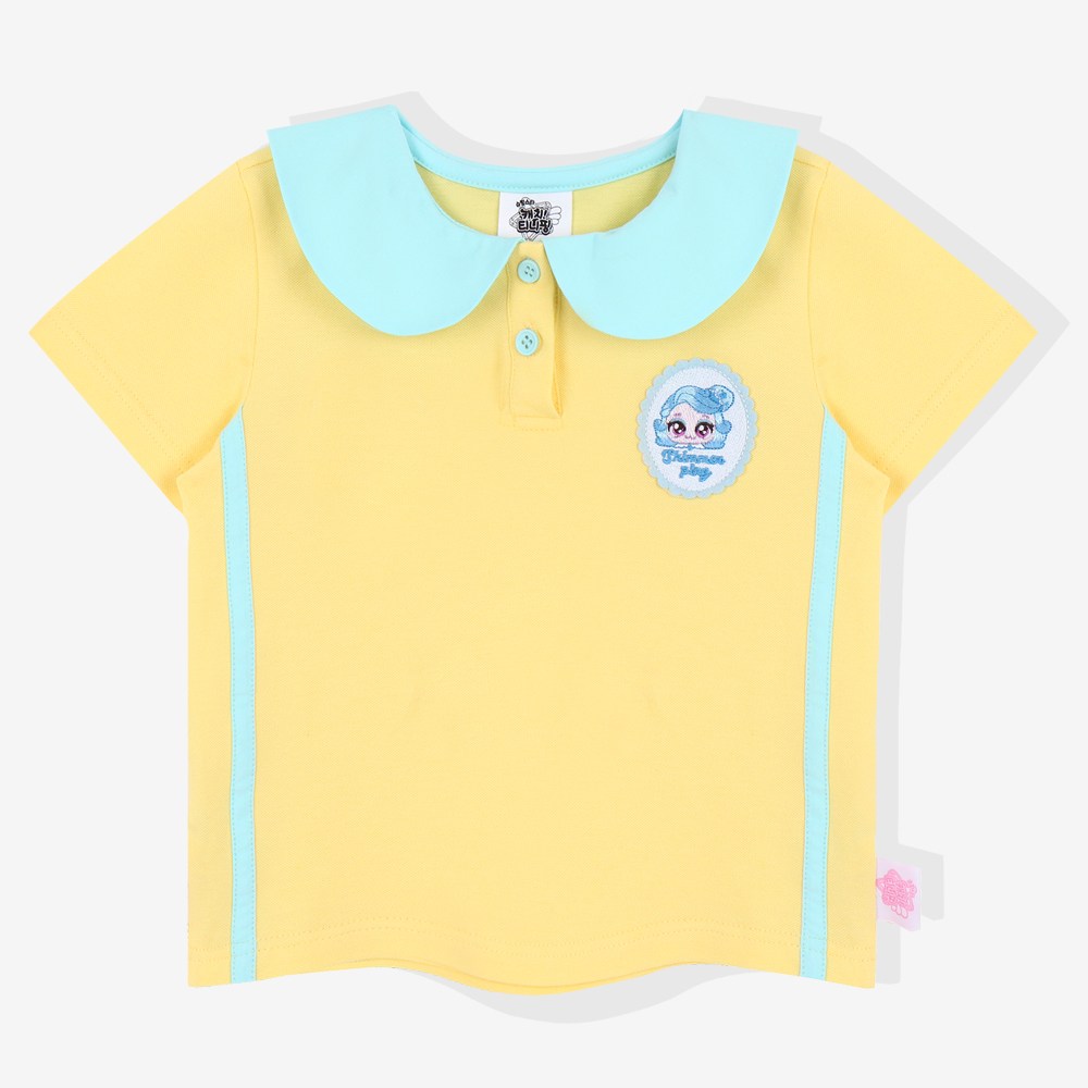 女の子用キャッチティニッピング5部ラウンドカラーTシャツ+スカートセット