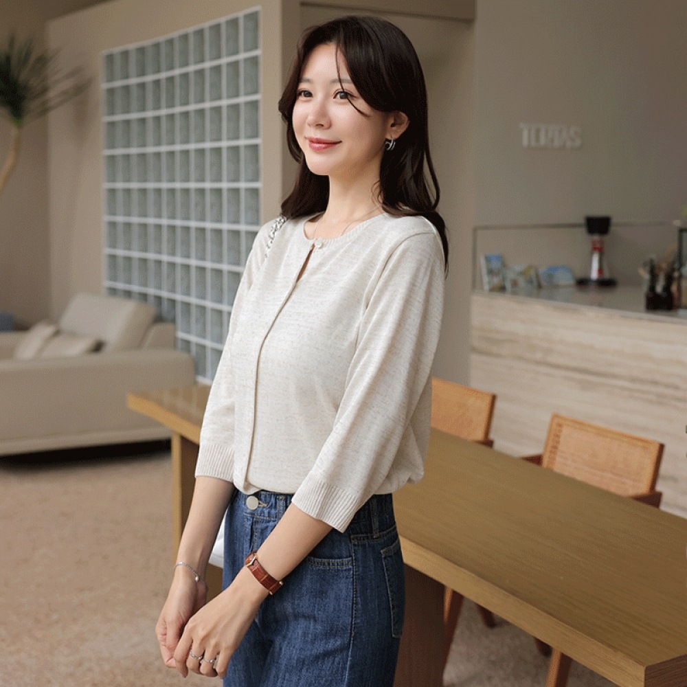 クリックアンドファニー メルディトン リネン7部カーディガン