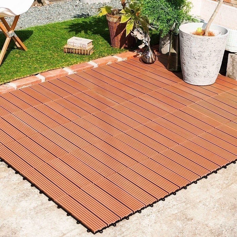 ウッドパネル 96枚セット ウッドタイル ジョイント式 ウッドデッキパネル 幅30 床 人工木 ガーデニング ブラウン