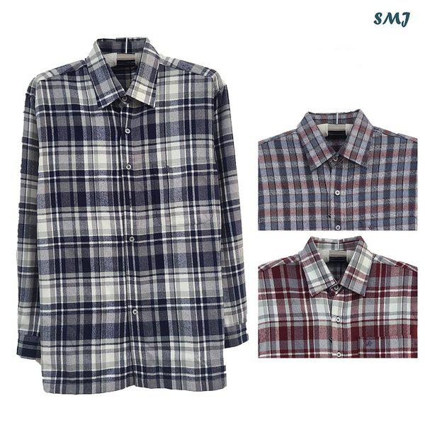 SMJ1355 メンズ 長袖 ウール混紡 シャツ レギュラーフィット 男性 FW シャツ