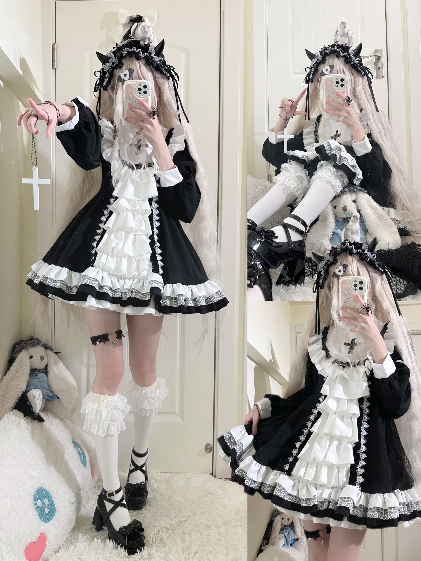 [コスプレ] 黒と白のゴシック修道女スタイルロリータスカートドレスかわいい