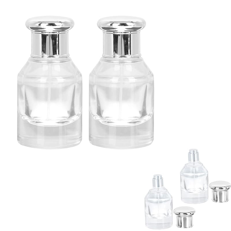 Frcolor 2個 香水瓶 30ml スプレーボトル ガラスボトル 瓶 香水噴霧器 携帯用 小分けボトル サンプル瓶 詰め替え容器 パフューム 化粧水収納 旅行用品 银