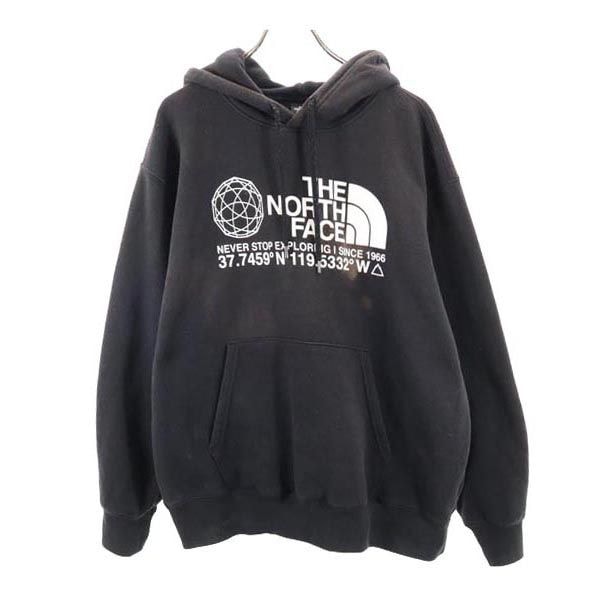 プリント 長袖 スウェットパーカー M ブラック系 メンズ