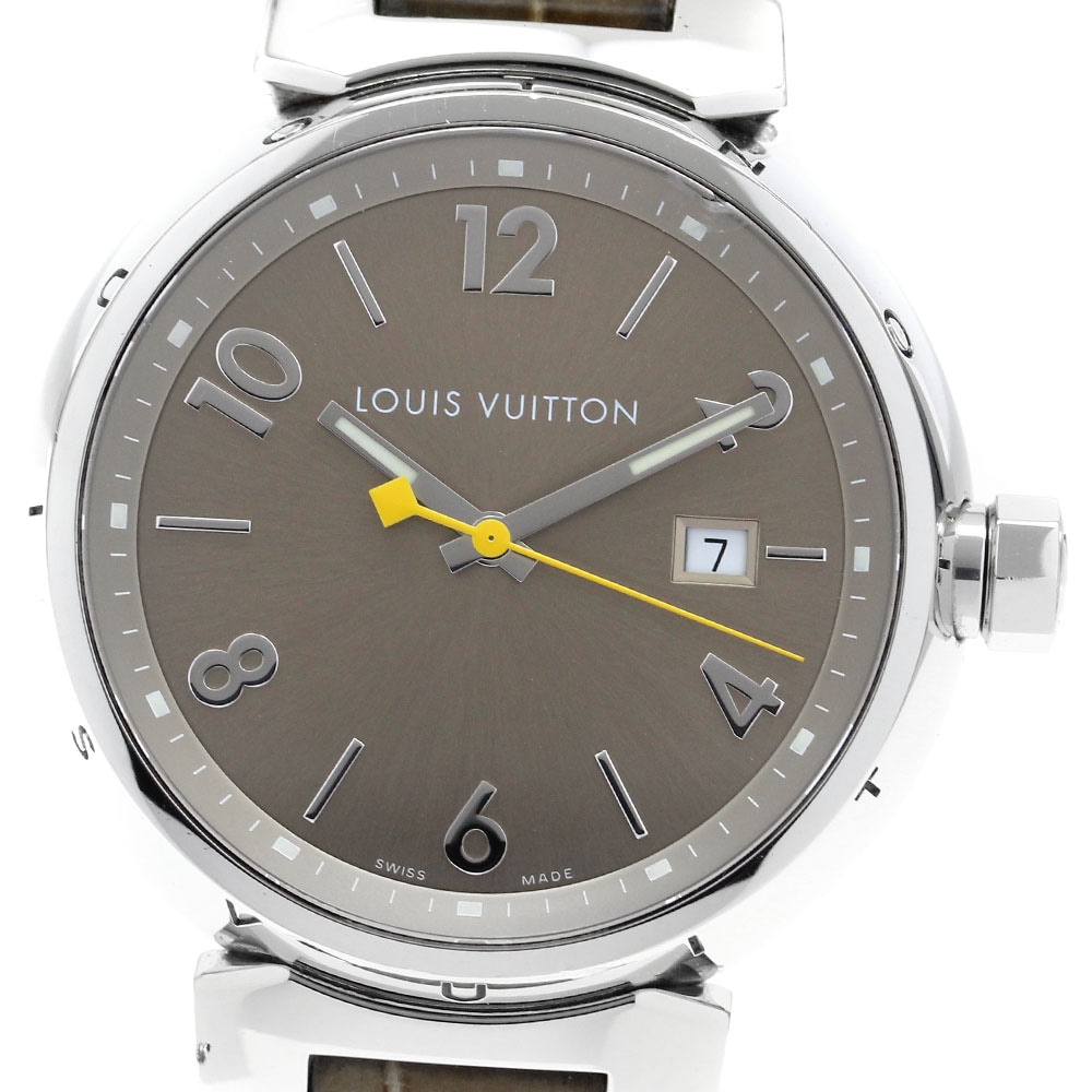 ルイ・ヴィトン LOUIS VUITTON Q1112 タンブール デイト クォーツ メンズ _909709【中古】