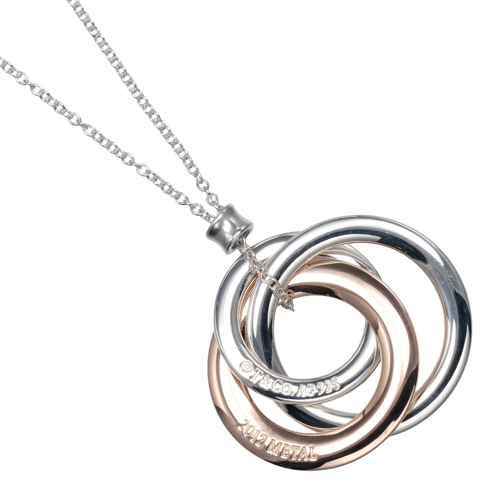 1837インターロッキング サークル ネックレス シルバー925 ルベドメタル 約5.28g レディース 中古品 Aランク