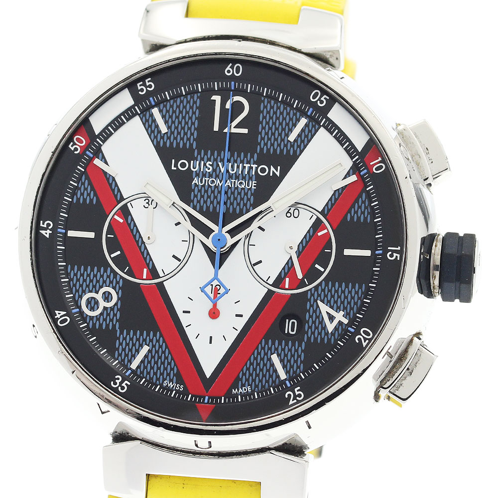 ルイ・ヴィトン LOUIS VUITTON QA076 タンブール ダミエ・コバルトV 自動巻き メンズ _920657【中古】